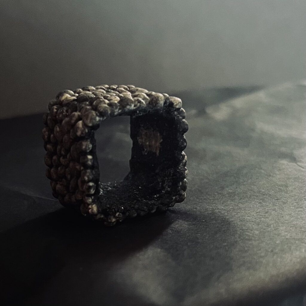 Handmade grey eggshell porcelain ring by Patrizia Giachero